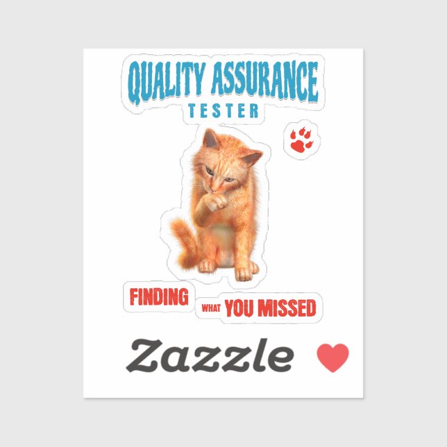 QA Tester Cat Humor Sticker (Sheet)