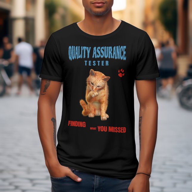 QA Tester Cat Humor T-Shirt (Creator Uploaded)