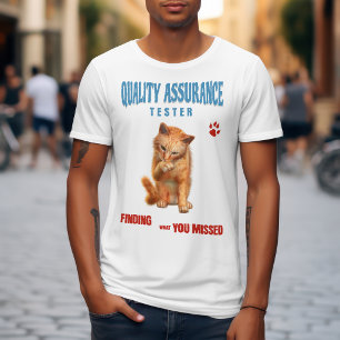 QA Tester Cat Humor T-Shirt
