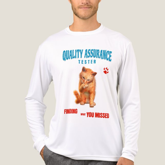 QA Tester Cat Humor Tri-Blend Shirt (Front)