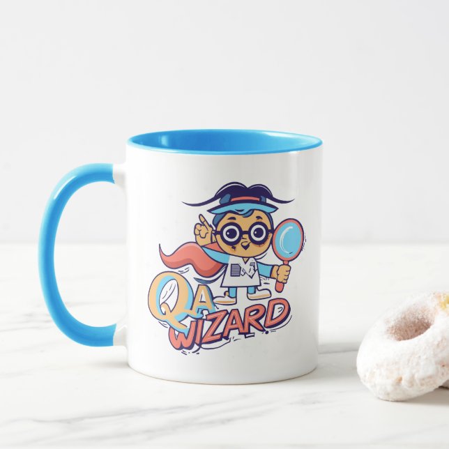 QA Wizard - Quality Assurance Engineer Mug (With Donut)