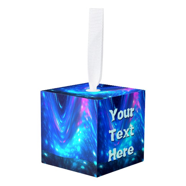 Qaanaaq - Northern Lights Cube Ornament (Front Angled)