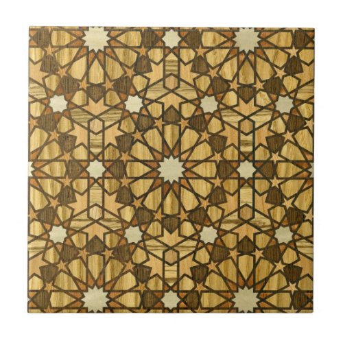 Qarawiyyin Mosque Geometric Pattern 1 Wood Ceramic Tile