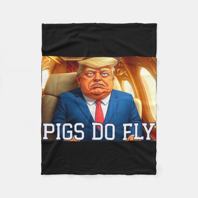 Qatar A Lago Anti Trump Qatar Plane Pigs Do Fly De Fleece Blanket (Front)