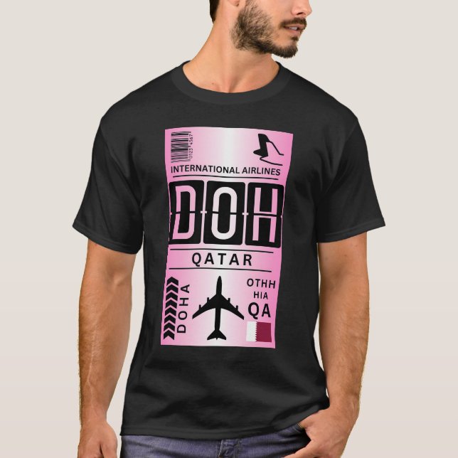 Qatar Airport Luggage Tag  T-Shirt (Front)