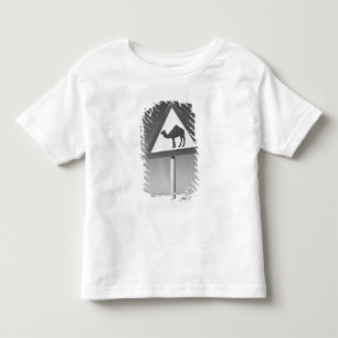 Qatar, Al Zubarah. Camel Crossing Sign-Road to Toddler T-shirt