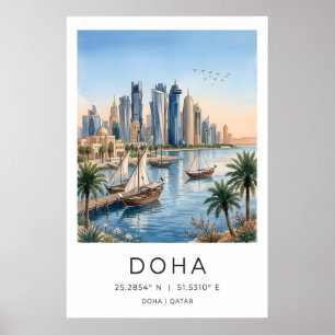 Qatar Cityscape Poster - Modern Towers and
