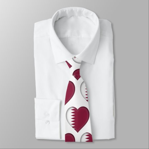 Qatar Flag Colors Heart Pattern Neck Tie