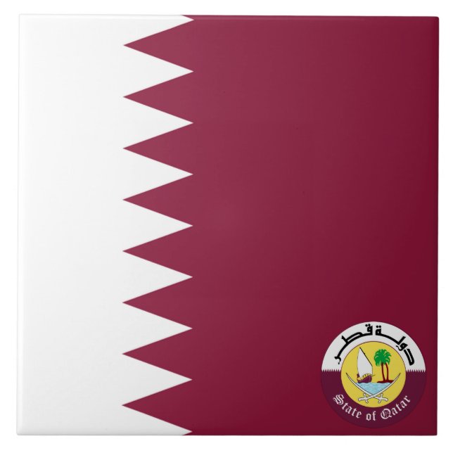Qatar flag-emblem ceramic tile (Front)