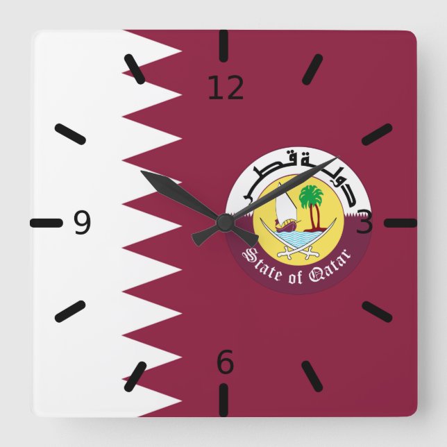 Qatar flag-Emblem    Square Wall Clock (Front)