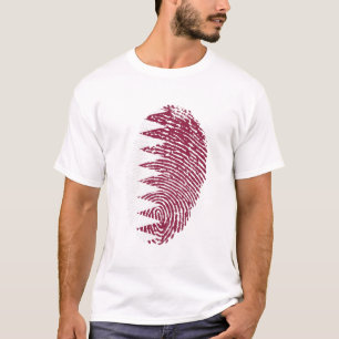 Qatar Flag Fingerprint Country Pride Identity T-Shirt