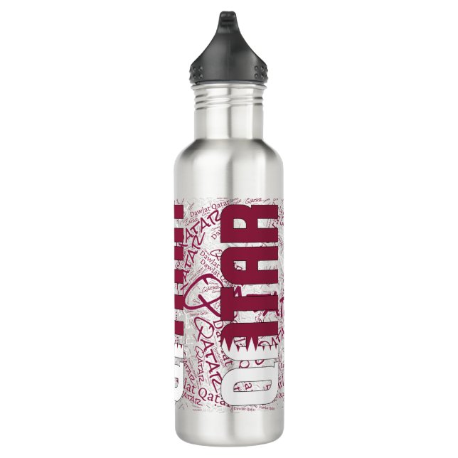 Qatar Flag Gorgeous Patriotic Stainless Steel Water Bottle (Right)