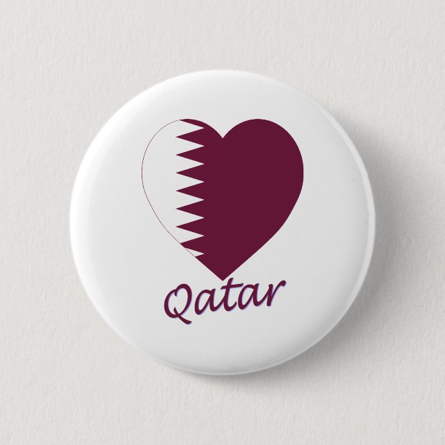 Qatar Flag Heart Button (Front)