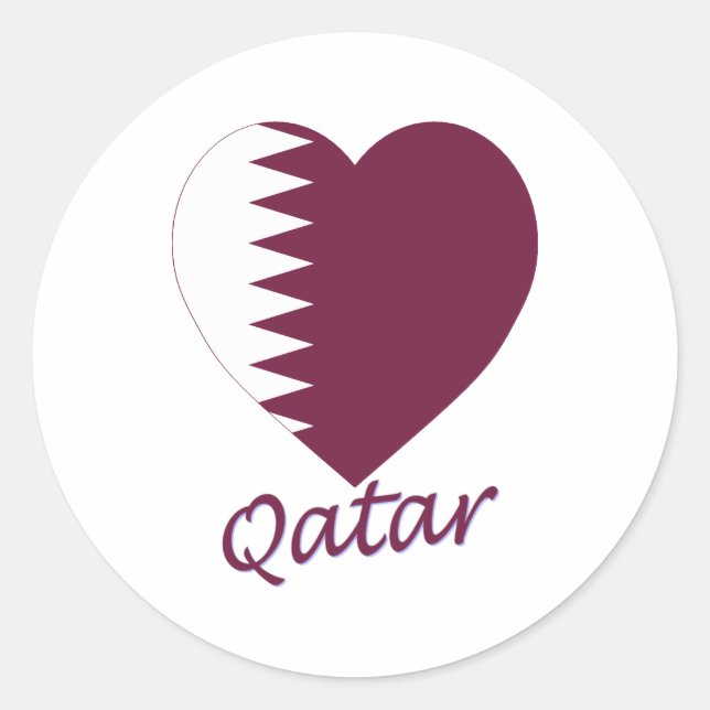 Qatar Flag Heart Classic Round Sticker (Front)