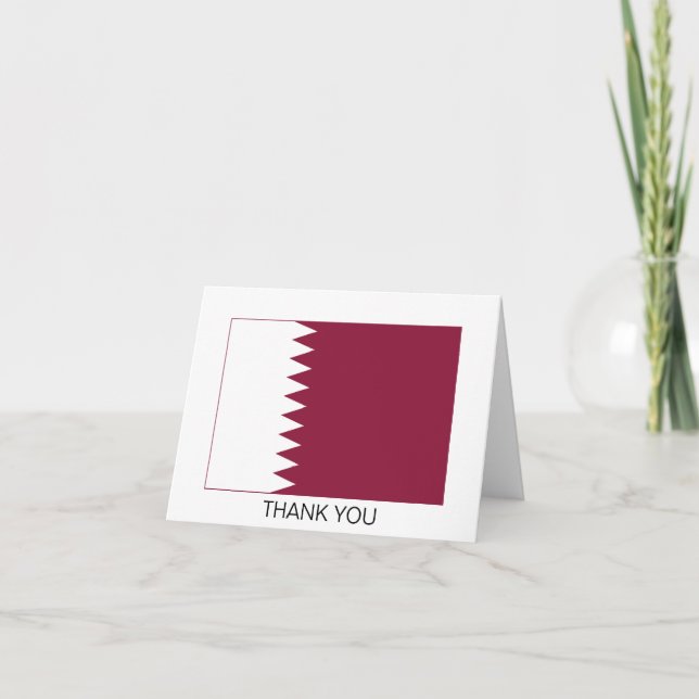 Qatar Flag Letterpress Thank You Card (Front)