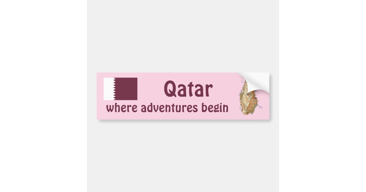 Qatar Flag + Map Bumper Sticker | Zazzle