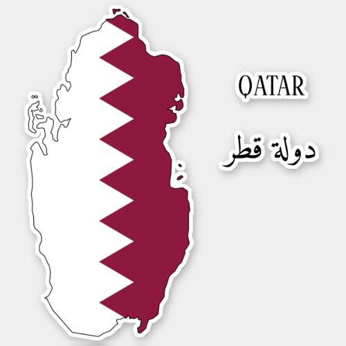 Qatar Flag Map Sticker
