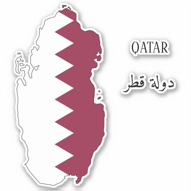 Qatar Flag Map Sticker (Front)
