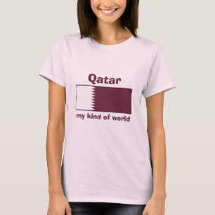 Qatar Flag + Map + Text T-Shirt