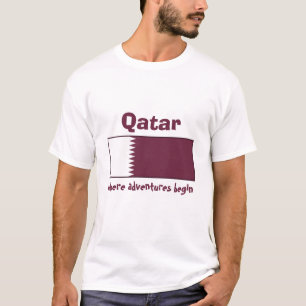 Qatar Flag + Map + Text T-Shirt