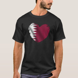 Qatar Flag On Shape Of Heart Qatarn Qatar T-Shirt