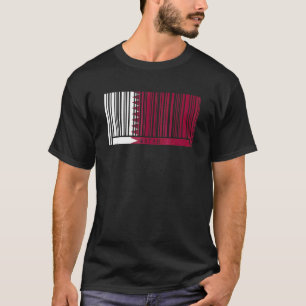 Qatar Flag Qatari Heritage Roots Barcode Qatari F T-Shirt