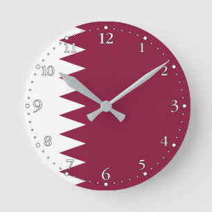 Qatar Flag Round Clock