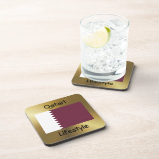 Qatar Flag+Text Coaster