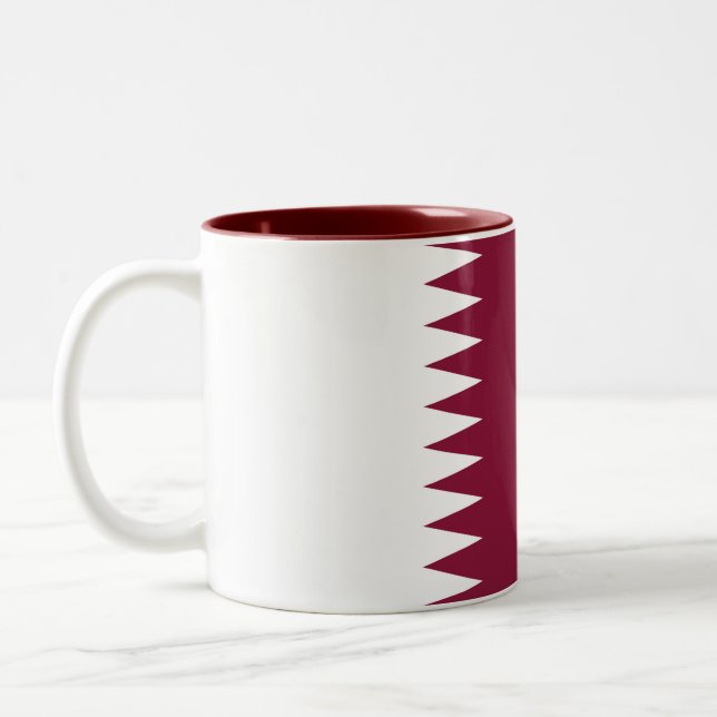 Qatar Flag Two-Tone Coffee Mug (Left)