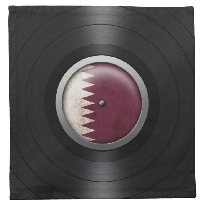 Qatar Flag Vinyl Record Album Graphic Printed Napkin