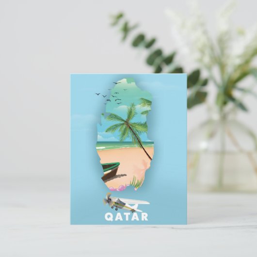 Qatar illustrated travel poster print (Standing Front)