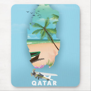 Qatar illustrated travel poster print mouse pad