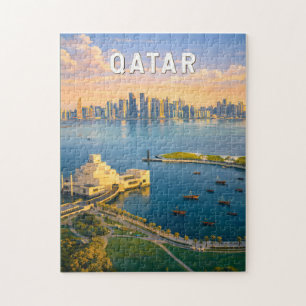 Qatar Illustration Travel Art Vintage Jigsaw Puzzle