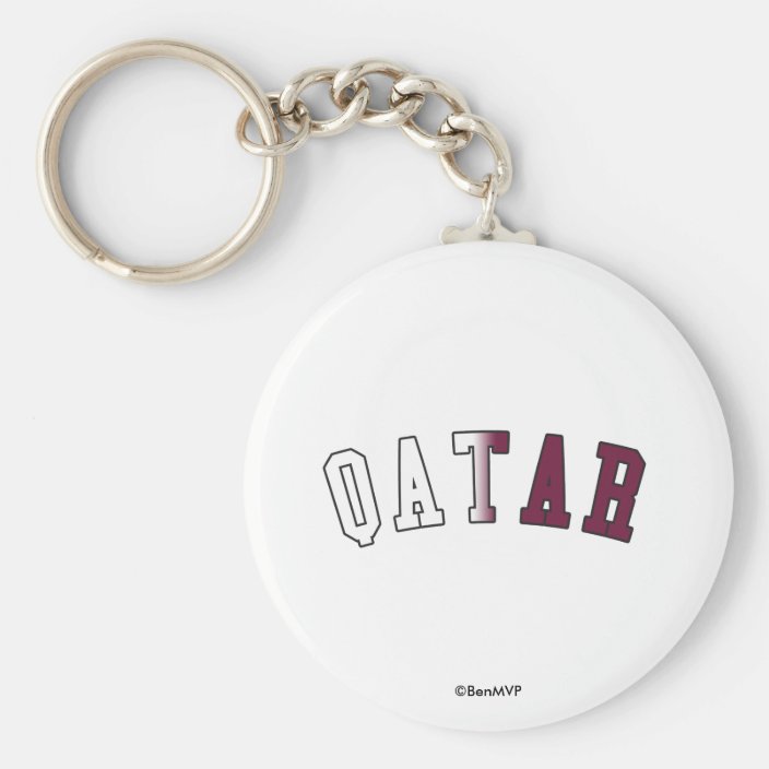 Qatar in National Flag Colors Keychain