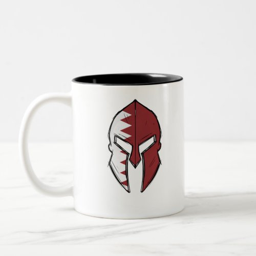 Qatar in Spartan warrior Helmet Two_Tone Coffee Mug