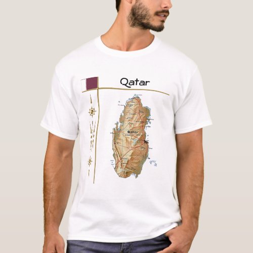 Qatar Map  Flag  Title T_Shirt
