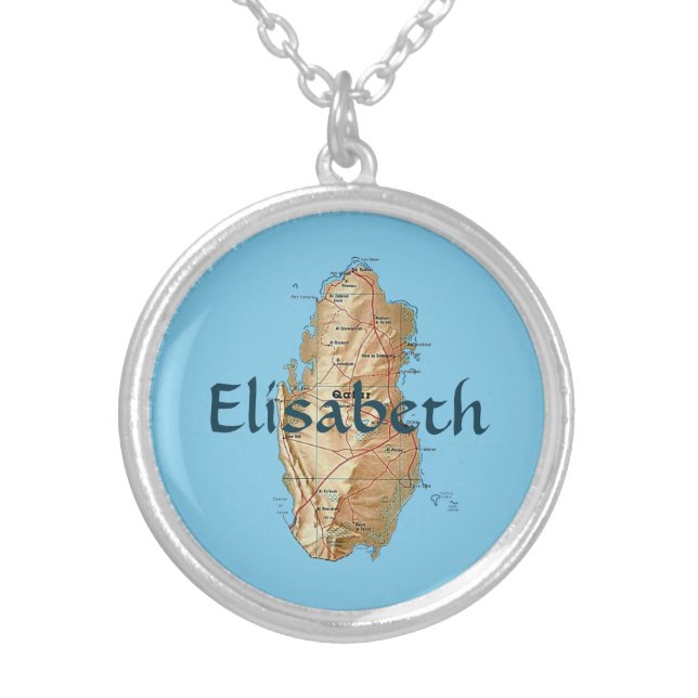 Qatar Map + Name Necklace (Front)
