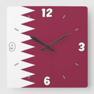 Qatar National Flag Patriotic Square Wall Clock