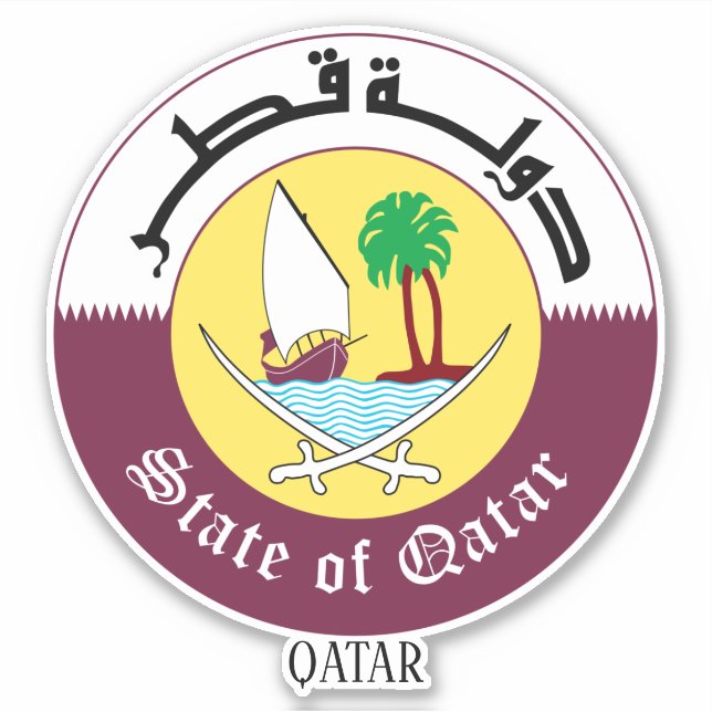 Qatar National National Emblem Patriotic  Sticker (Front)