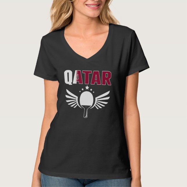 Qatar Ping Pong  Proud Qatari Table Tennis Support T-Shirt (Front)