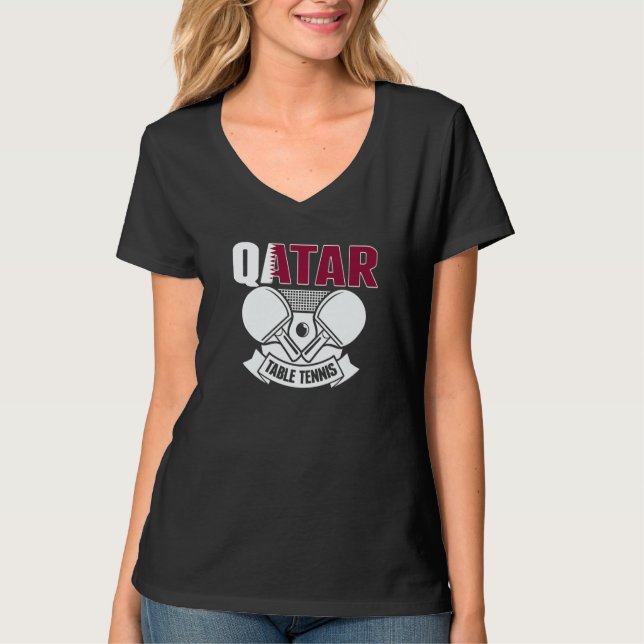 Qatar Ping Pong  Proud Qatari Table Tennis Support T-Shirt (Front)