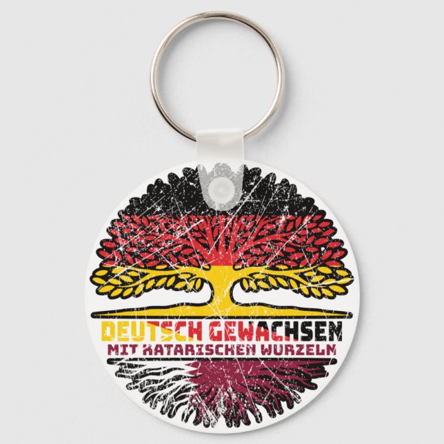 Qatar Qatari German Germany Tree Root Keychain (Front)