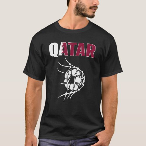 Qatar Soccer Ball In Net Goal   Support Qatari Foo T_Shirt