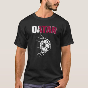 Qatar Soccer Ball In Net Goal  Support Qatari Foot T-Shirt