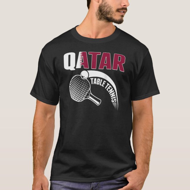 Qatar Table Tennis  Qatari Ping Pong Supporter Spo T-Shirt (Front)