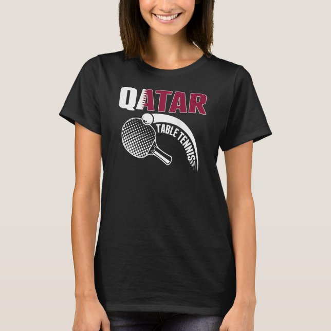 Qatar Table Tennis  Qatari Ping Pong Supporter Spo T-Shirt (Front)
