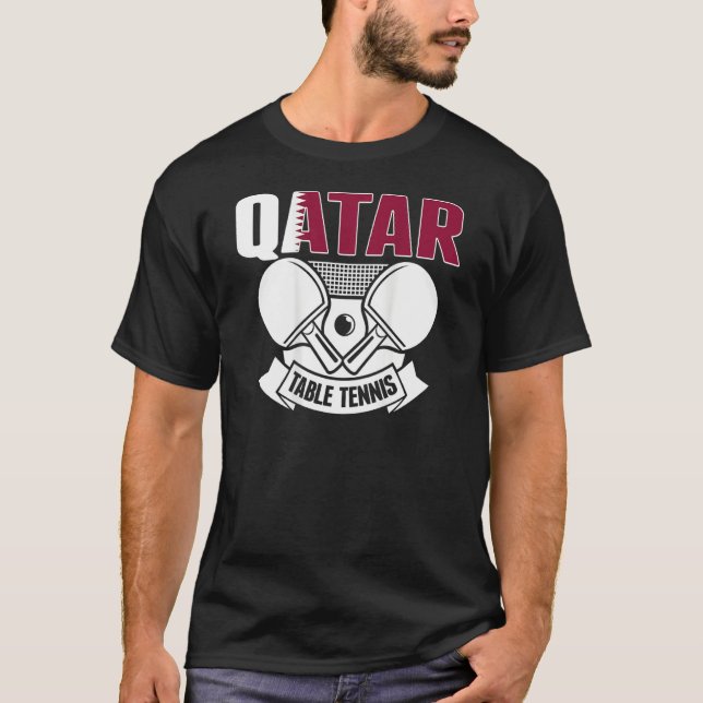 Qatar Table Tennis   Support Qatari Ping Pong Team T-Shirt (Front)
