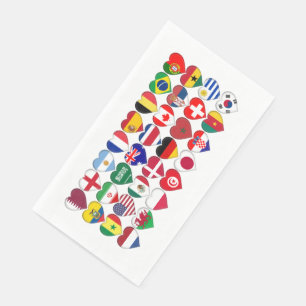 Qatar Tournament 2022 32 Hearts Country Flags Paper Guest Towels