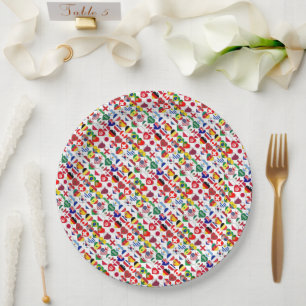 Qatar Tournament 2022 32 Hearts Country Flags Paper Plates