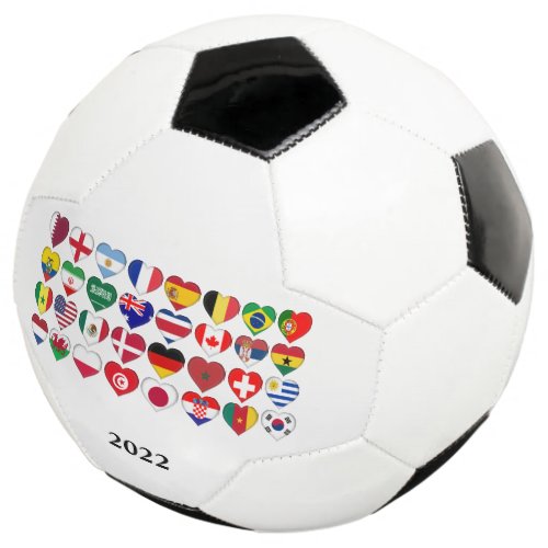 Qatar Tournament 32 Country Flags Hearts Soccer Ball
